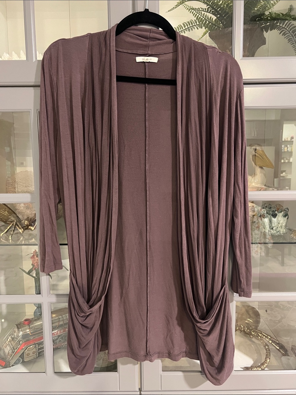 Maurices Draped Open-Front Cardigan in Dusty Mauve